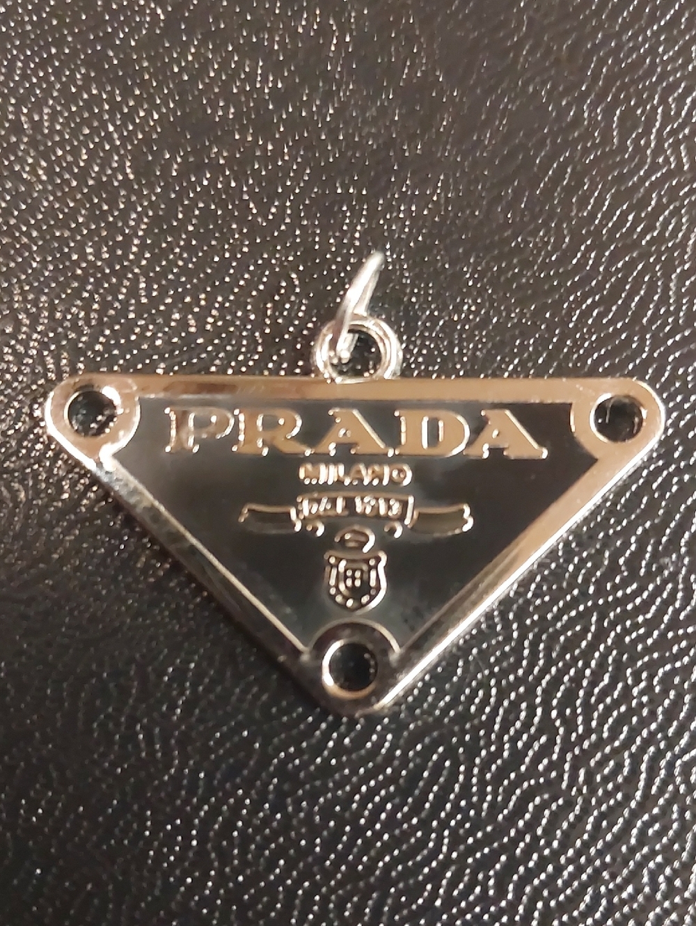 Prada Sterling Silver Triangle Logo Charm Pendant